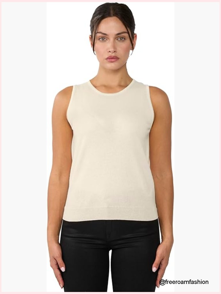 Cashmere Sleeveless Crewneck Sweater Vest For Women - Luxury Tight Knit